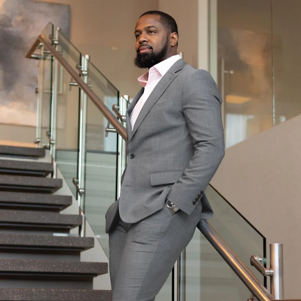 State and Liberty Athletic Fit Stretch Suit Pants - Heathered Grey