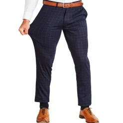 State and Liberty Athletic Fit Stretch Suit Pants - Blue Plaid