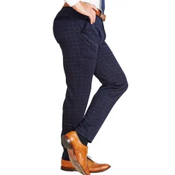 State and Liberty Athletic Fit Stretch Suit Pants - Blue Plaid