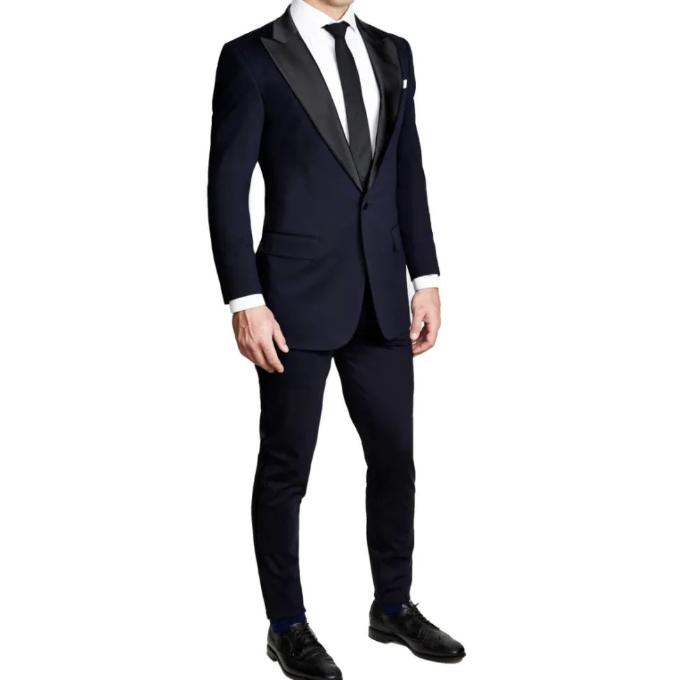 State and Liberty Athletic Fit Stretch Tuxedo - Navy with Peak Lapel