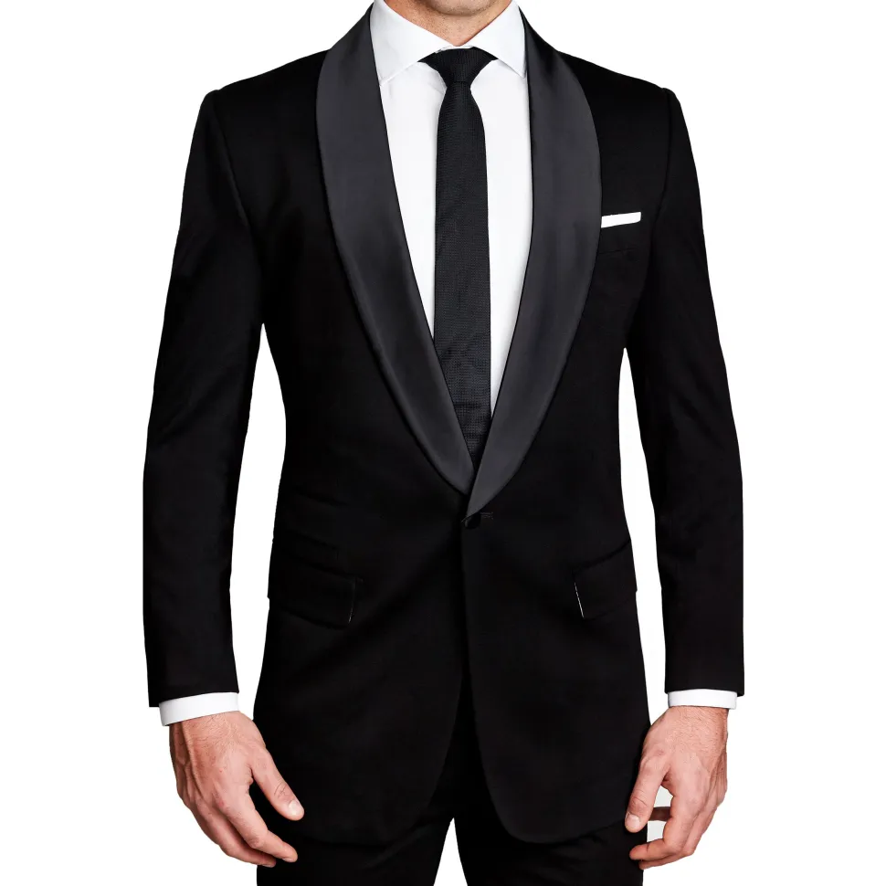State and Liberty Athletic Fit Stretch Tuxedo Jacket - Black with Shawl Lapel