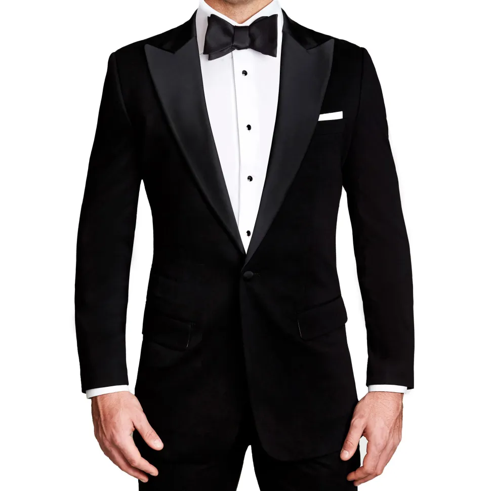 State and Liberty Athletic Fit Stretch Tuxedo - Black with Peak Lapel