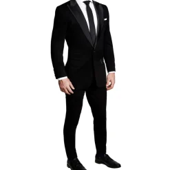 State and Liberty Athletic Fit Stretch Tuxedo - Black with Peak Lapel