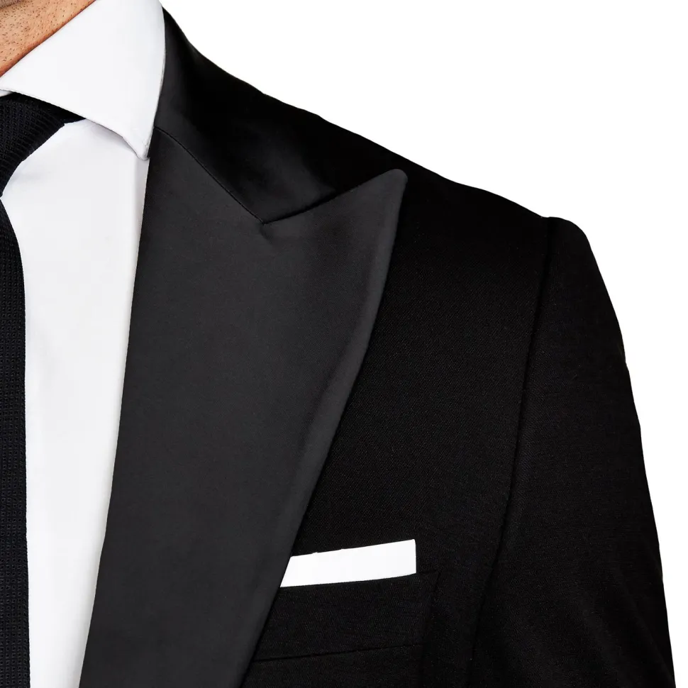 State and Liberty Athletic Fit Stretch Tuxedo - Black with Peak Lapel