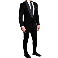 State and Liberty Athletic Fit Stretch Tuxedo - Black with Shawl Lapel