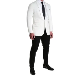 State and Liberty Athletic Fit Stretch Tuxedo Jacket - White with White Shawl Lapel