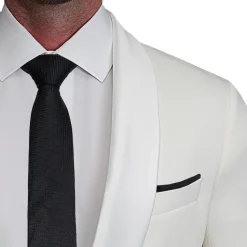 State and Liberty Athletic Fit Stretch Tuxedo Jacket - White with White Shawl Lapel