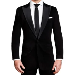 State and Liberty Athletic Fit Stretch Tuxedo Jacket - Black with Peak Lapel