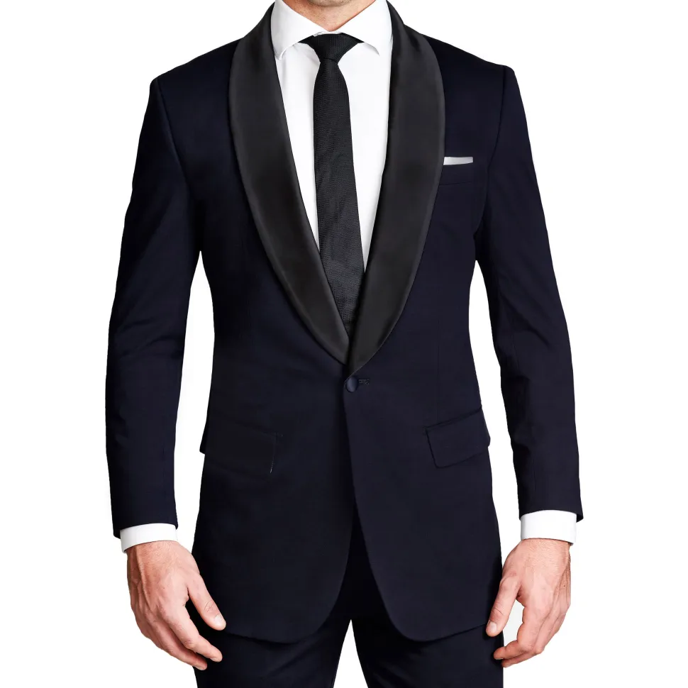 State and Liberty Athletic Fit Stretch Tuxedo Jacket - Navy with Shawl Lapel