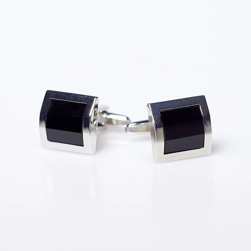 State and Liberty Black Square Cuff Links