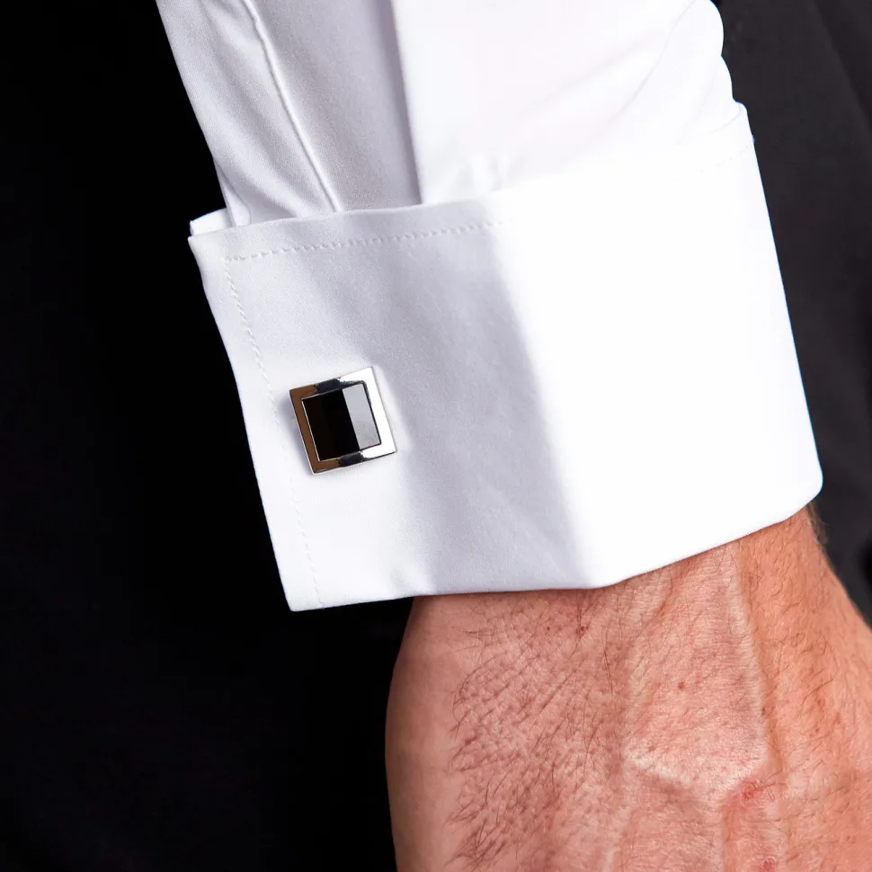 State and Liberty Black Square Cuff Links