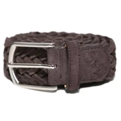 State and Liberty Braided Suede Belt - Dark Brown