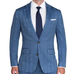 State and Liberty Brushed Tech Stretch Blazer - Electric Blue Plaid