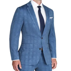 State and Liberty Brushed Tech Stretch Blazer - Electric Blue Plaid