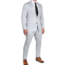 State and Liberty Brushed Tech Stretch Blazer - Light Grey Microcheck