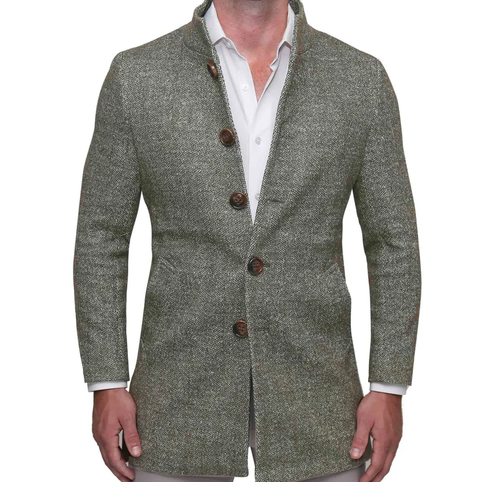 State and Liberty Green Herringbone Overcoat