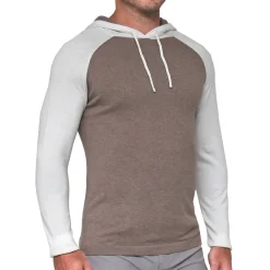 State and Liberty Knit Cotton-Silk Blend Hoodie - White & Brown