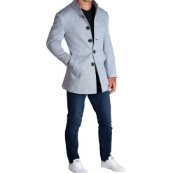 State and Liberty Light Blue Herringbone Overcoat