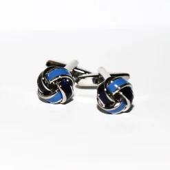 State and Liberty Navy & Light Blue Knot Cuff Links