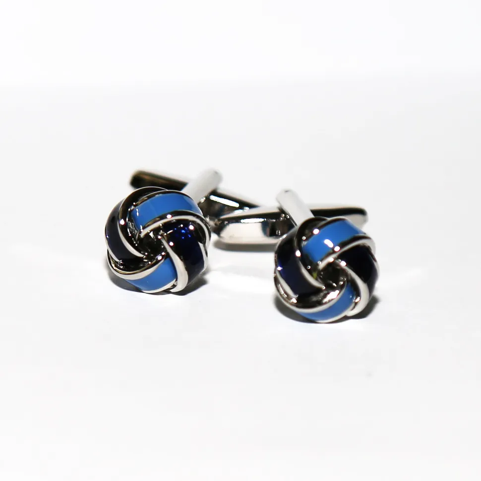 State and Liberty Navy & Light Blue Knot Cuff Links