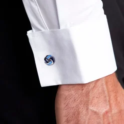 State and Liberty Navy & Light Blue Knot Cuff Links