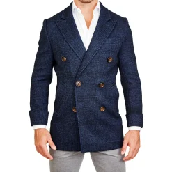 State and Liberty Navy Plaid Double-Breasted Overcoat
