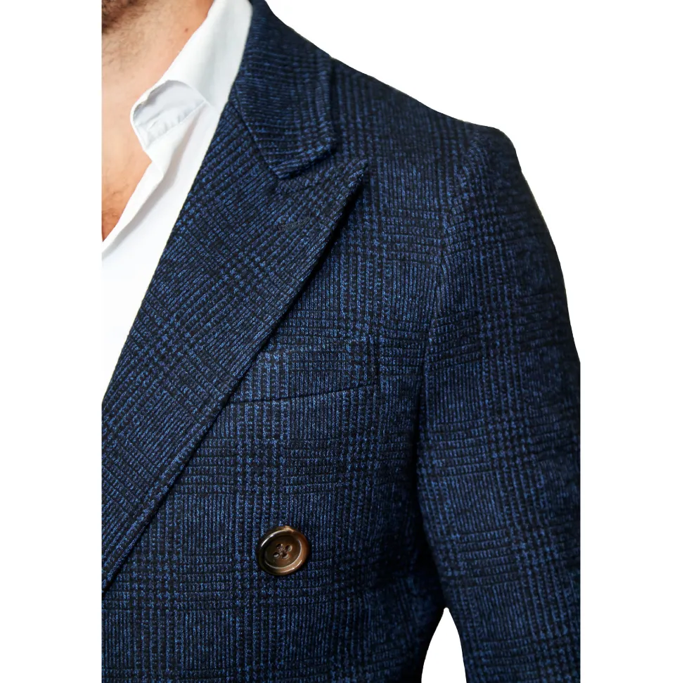 State and Liberty Navy Plaid Double-Breasted Overcoat