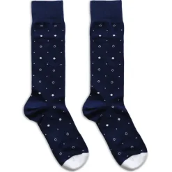 State and Liberty Navy with White Circles Dress Socks