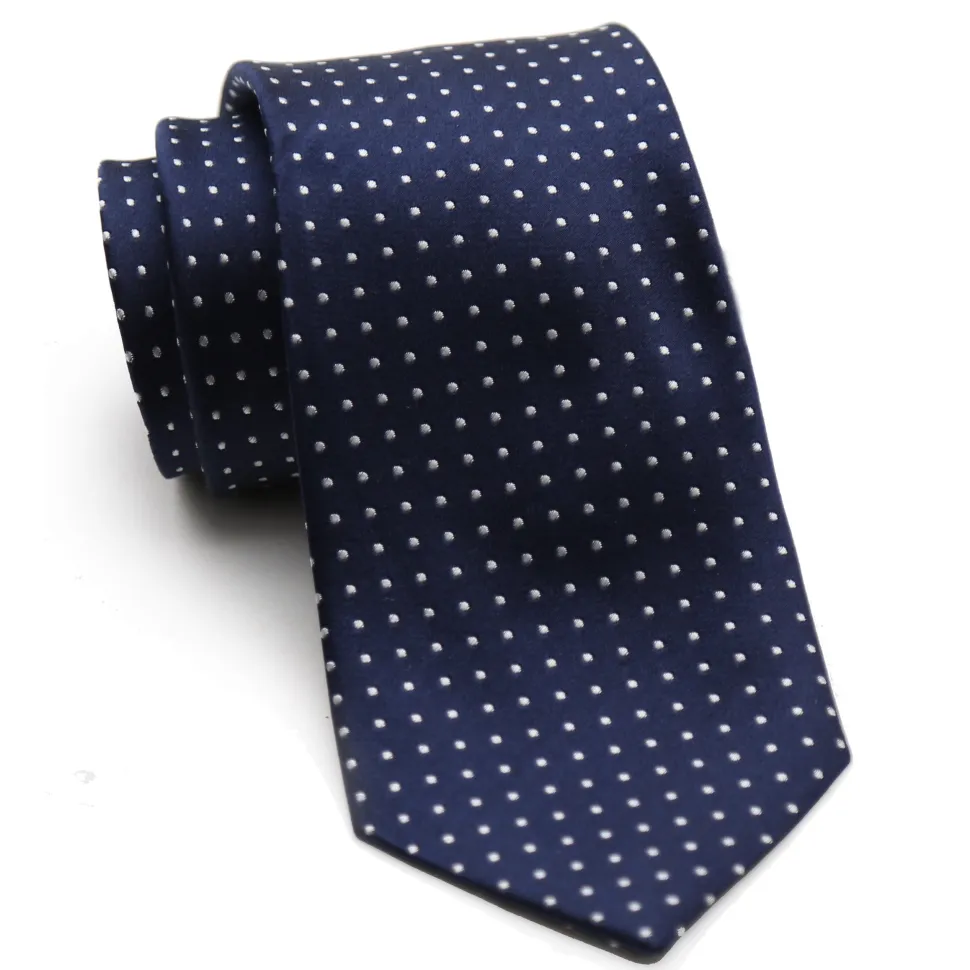 State and Liberty Navy with White Dots Woven Silk Tie