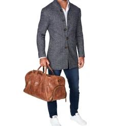 State and Liberty Open Button Overcoat - Navy Herringbone