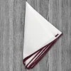 State and Liberty Pocket Square - White With Maroon Edge Stitch