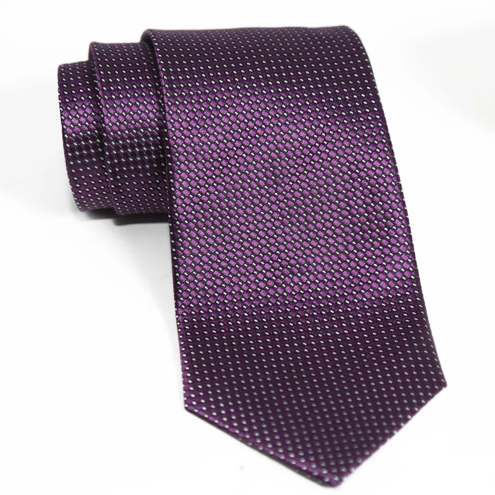 State and Liberty Purple with Silver Dots Woven Silk Tie