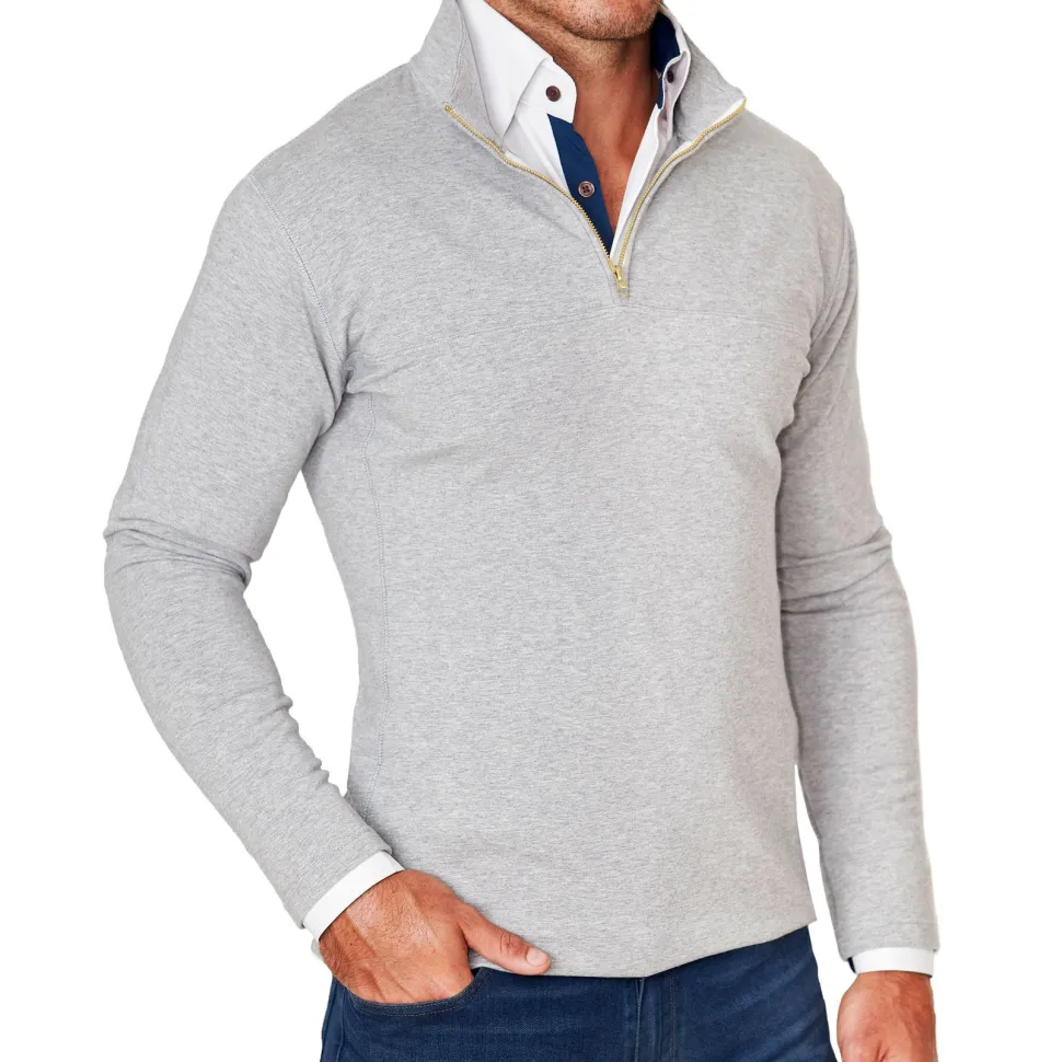 State and Liberty Quarter Zip - Heathered Grey