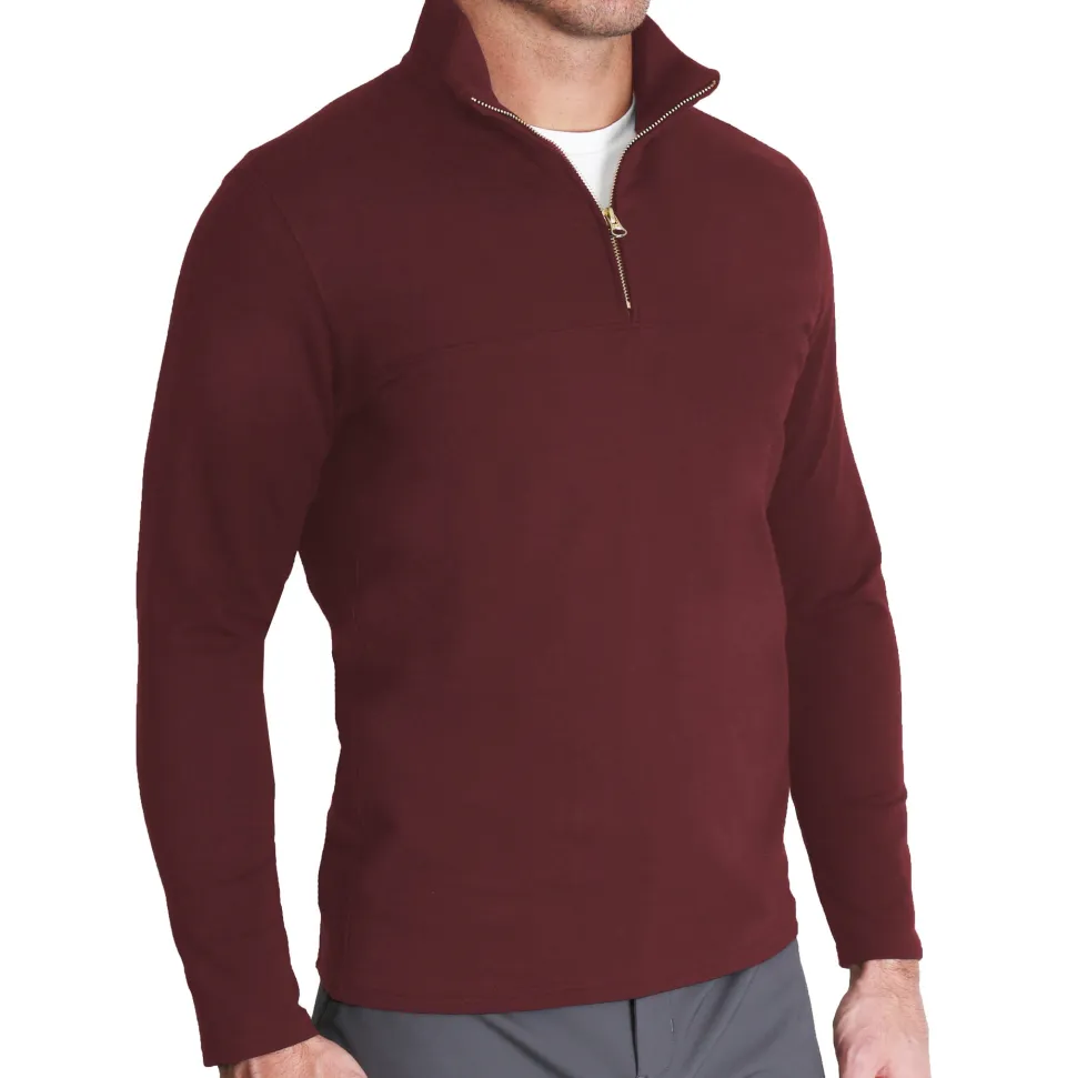State and Liberty Quarter Zip - Solid Maroon