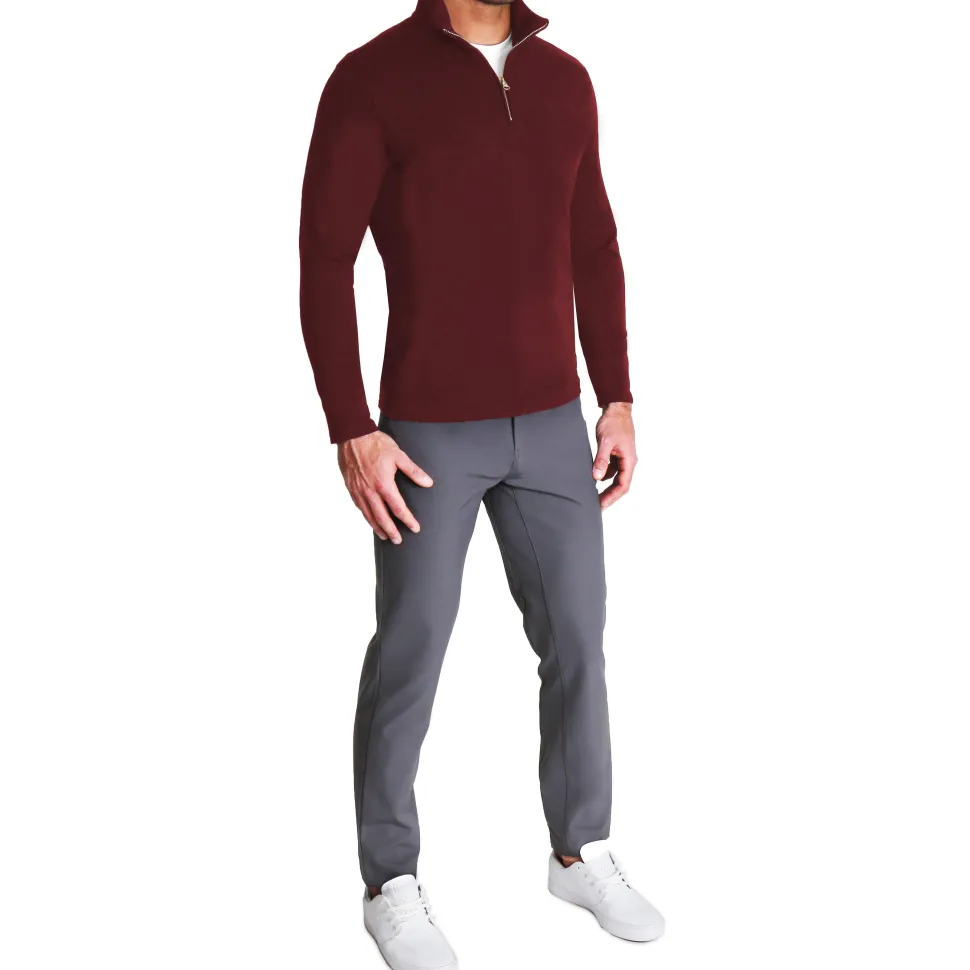 State and Liberty Quarter Zip - Solid Maroon