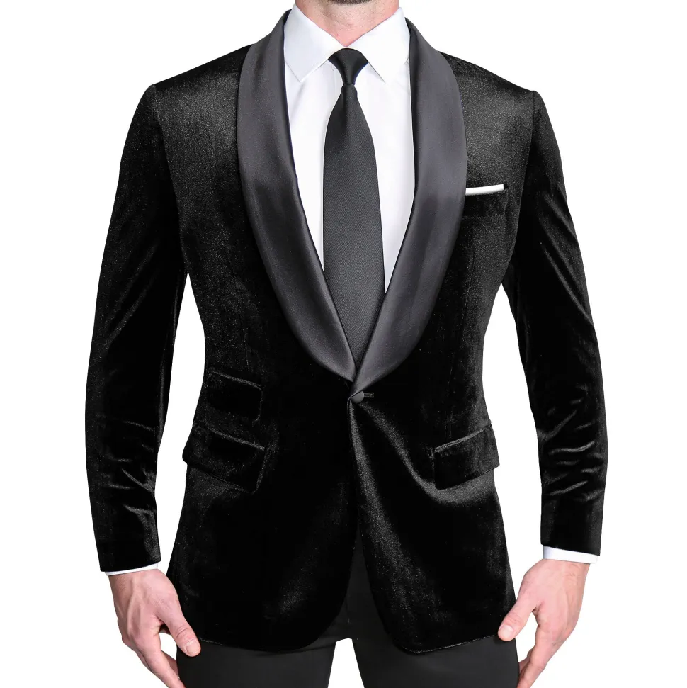 State and Liberty Satin Lapel Tuxedo Jacket - Black Velvet