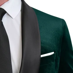 State and Liberty Satin Lapel Tuxedo Jacket - Green Velvet