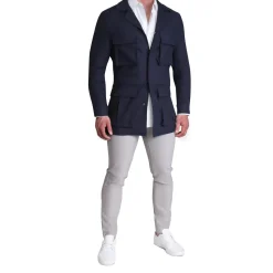 State and Liberty Stretch Linen Field Jacket - Navy