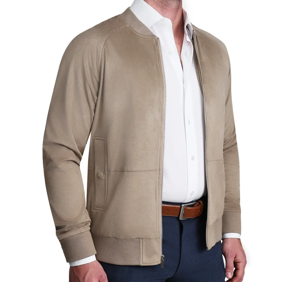 State and Liberty Suede Stretch Bomber - Tan
