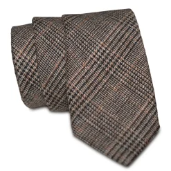 State and Liberty Tan & Black Plaid Tie