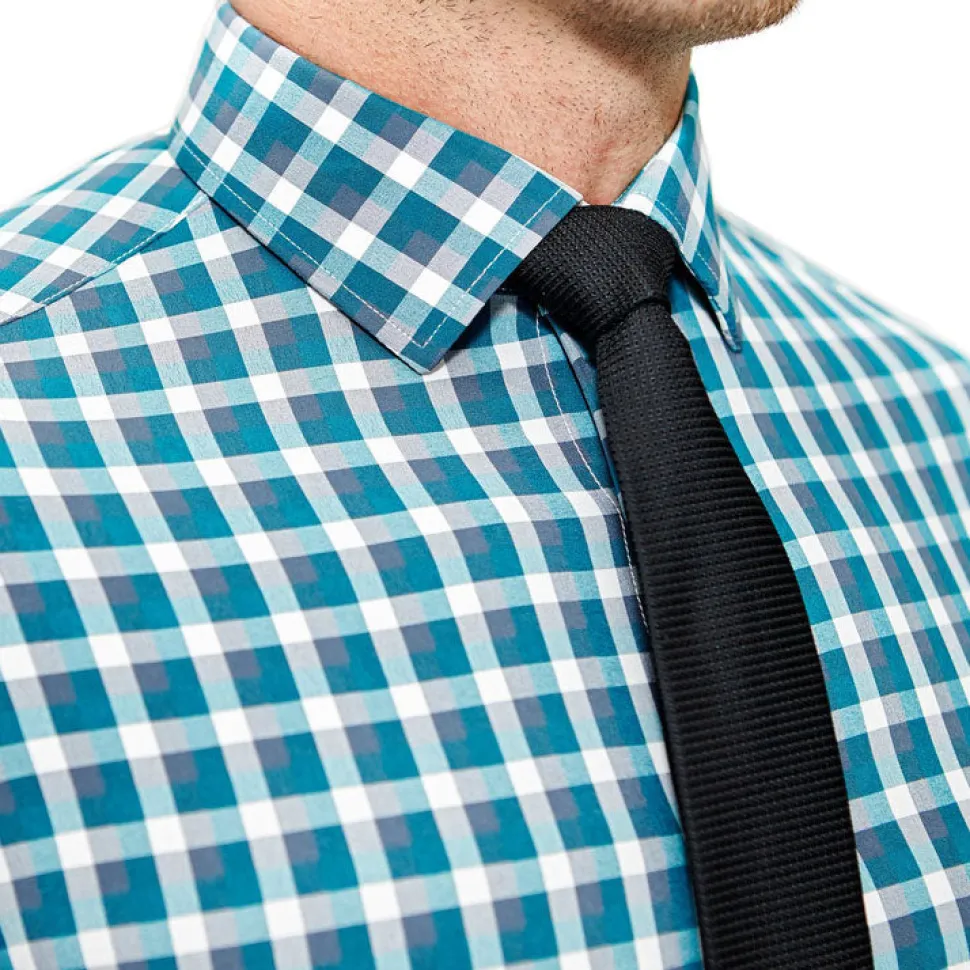 State and Liberty "The Bagley" Teal, Grey and White Triple Check