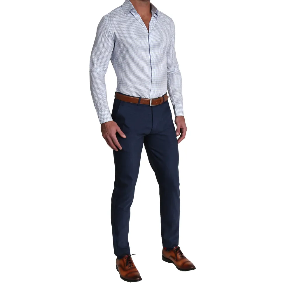 State and Liberty "The Baxter" Blue Mini Line Patterned Windowpane