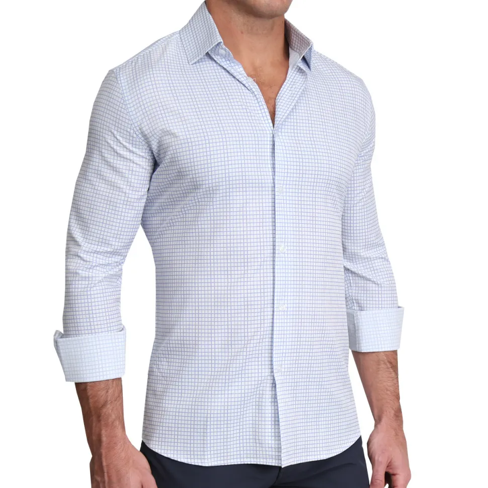 State and Liberty "The Baxter" Blue Mini Line Patterned Windowpane