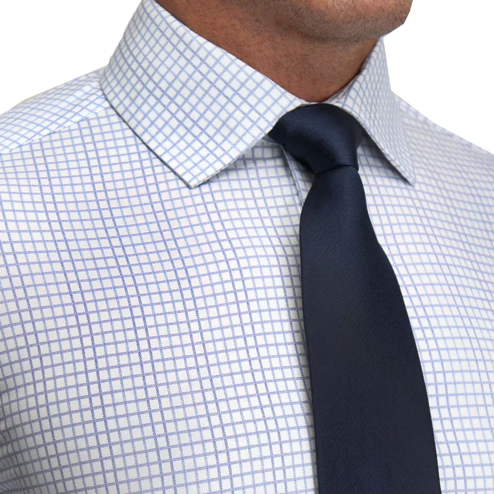 State and Liberty "The Baxter" Blue Mini Line Patterned Windowpane