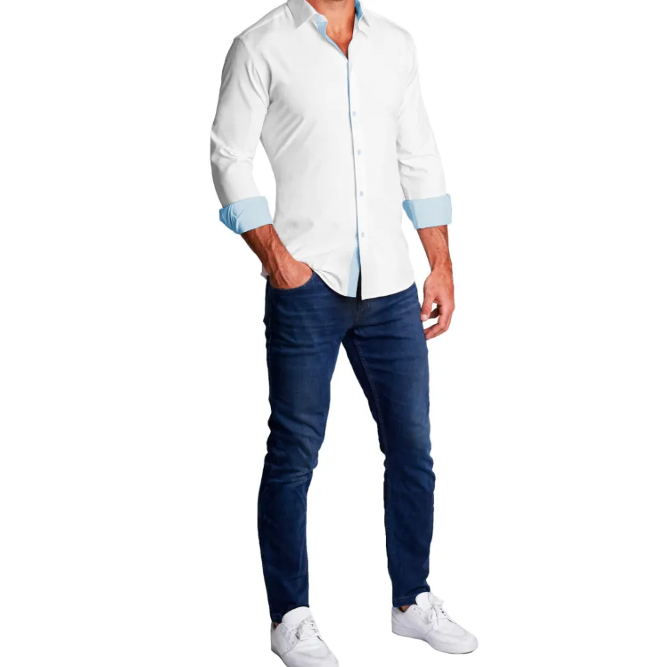 State and Liberty "The Briggs" Solid White with Light Blue Accents