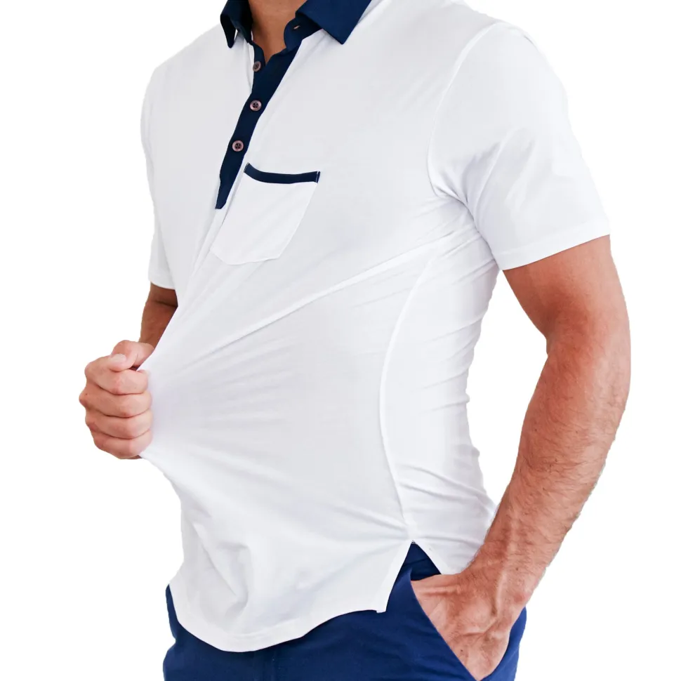 State and Liberty "The Felix" Blue on White Polo