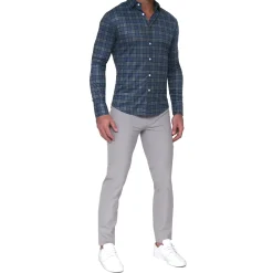 State and Liberty "The Gregory" Blue, Tan, & Teal Plaid Button Down