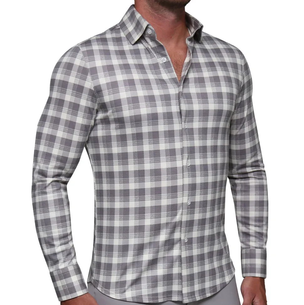 State and Liberty "The Holden" Grey Plaid Casual Button Down