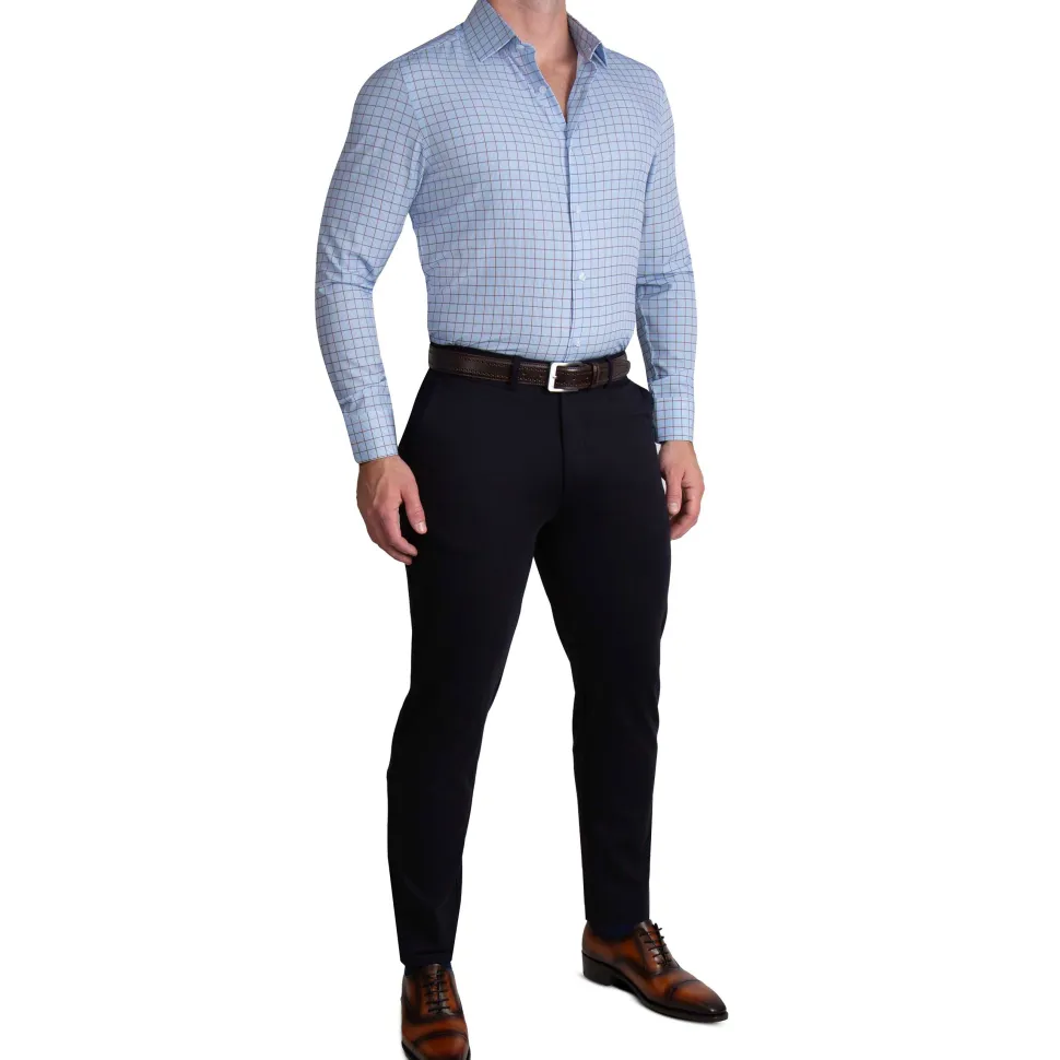 State and Liberty "The Marcus" Brown, White, & Light Blue Windowpane