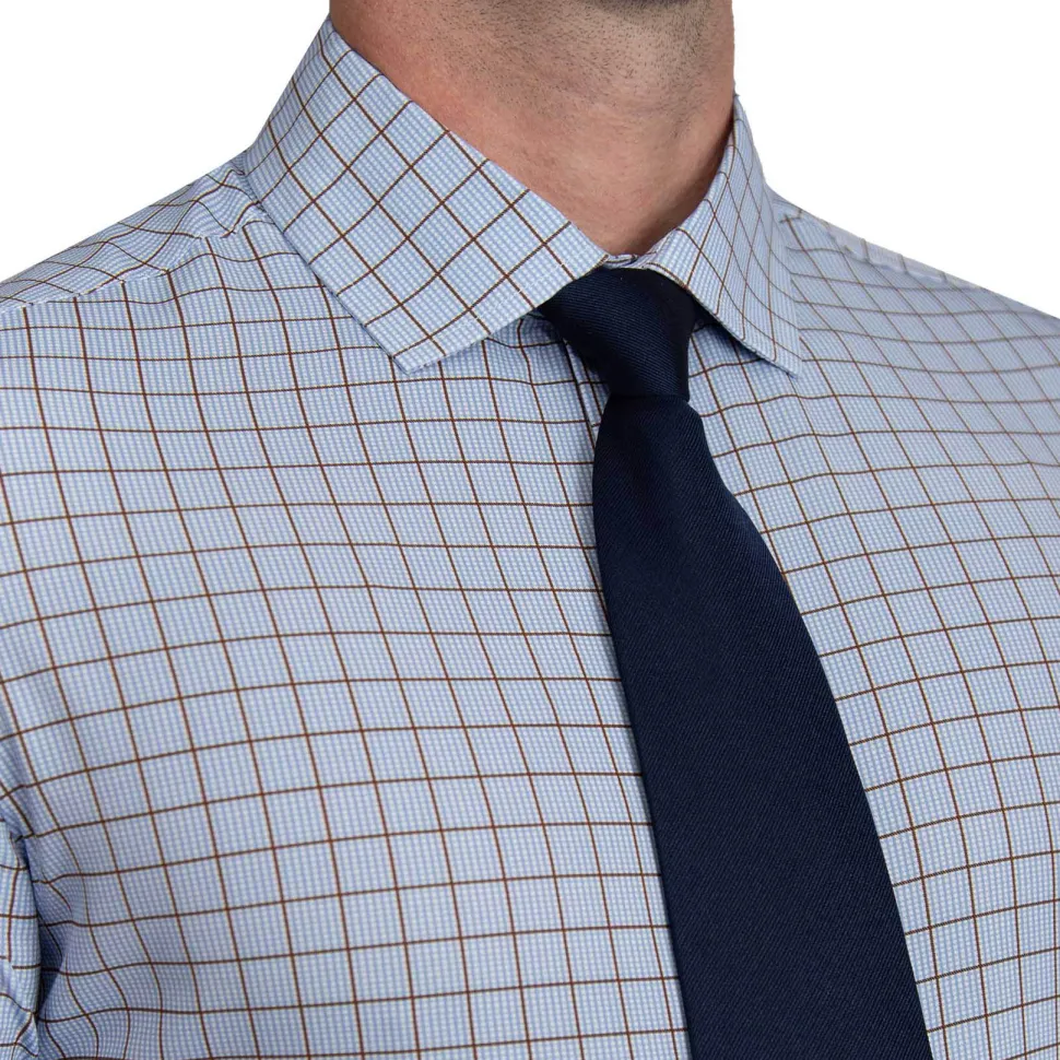 State and Liberty "The Marcus" Brown, White, & Light Blue Windowpane